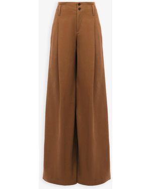 Chloé High Rise Cotton Canvas Trousers - Brown