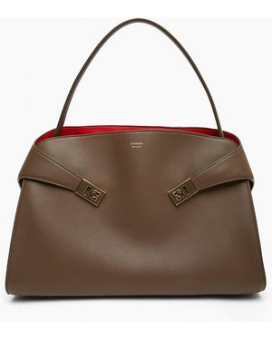 Ferragamo Hug Medium Taupe Shoulder Bag - Brown