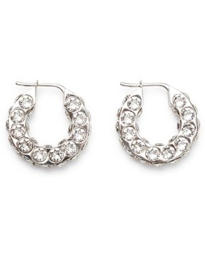 AMINA MUADDI Jahleel Hoop Small White Silver Crystal Earrings - Metallic