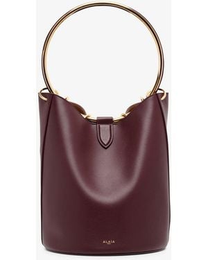 Alaïa Ring Brown Leather Bucket Bag - Red