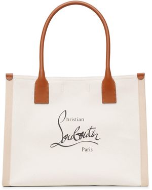 Christian Louboutin Nastroloubi E/w Large Natural Canvas Tote Bag - White
