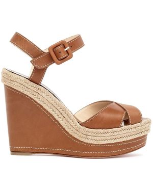 Christian Louboutin Almeria 120 Tan Leather Espadrilles - Brown