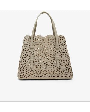 Alaïa Mina 25 Vienne Greige Suede Tote Bag - Natural