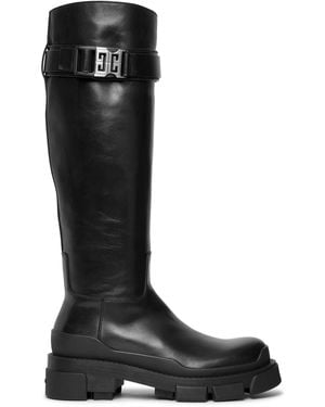 Givenchy Terra Flat Black Leather High Boots