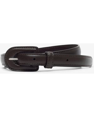 The Row Thin Leather Belt - White