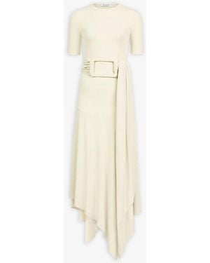 Alaïa Belted Fluid Jersey Dress - Natural