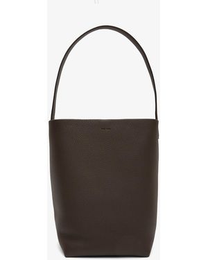 The Row Medium N/s Deep Brown Leather Tote Bag - Black