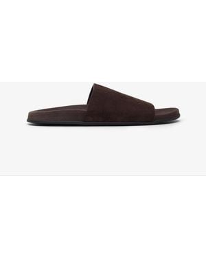 The Row Hugh Dark Brown Slides - White