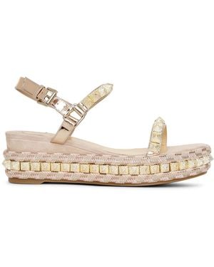 Christian Louboutin Pira Ryad 60 Suede Flatform Sandals - Natural