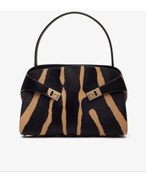 Ferragamo Hug Small Black And Brown Shoulder Bag