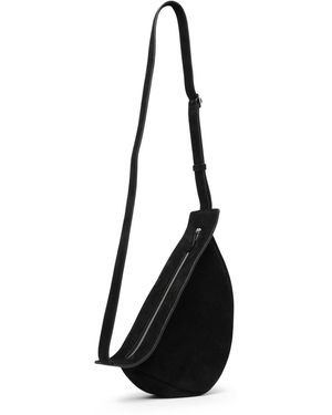 The Row Slouchy Banana Small Black Suede Shoulder Bag