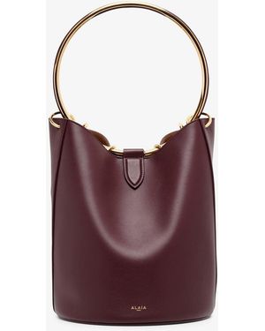 Alaïa Ring Brown Leather Bucket Bag - Red