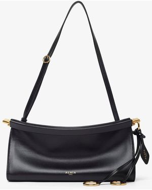 Alaïa East West S Black Calf Leather Bag - White