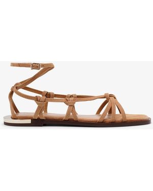 Chloé Uma Beige Suede Flat Sandals - White