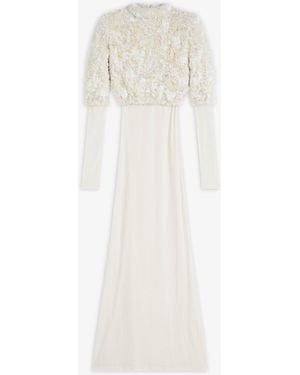 Phoebe Philo Sequins And Jersey Long Dress - White