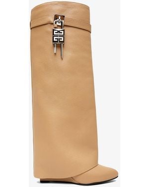 Givenchy Shark Lock Beige Leather Boots - White