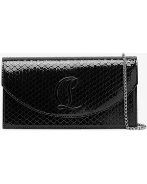 Christian Louboutin Loubi54 Black Patent Clutch - White