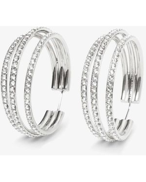 AMINA MUADDI Vittoria Hoop White And Silver Crystal Earrings