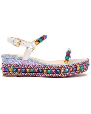 Christian Louboutin Pyraclou 60 Suede Unicorn Multi Wedges - Blue