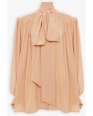 Chloé Oversized Gathered Lavalliere Blouse - Natural