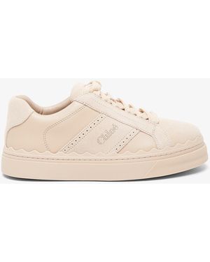 Chloé Lauren Beige Suede Trainers - Natural