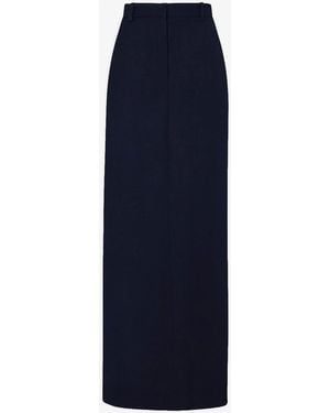 The Row Roux Dark Navy Wool Maxi Skirt - Blue