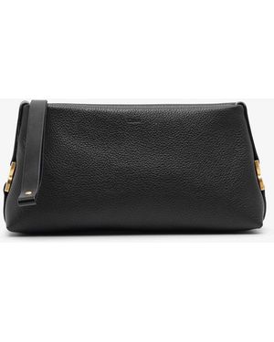 Chloé Marcie Black Leather Clutch - White