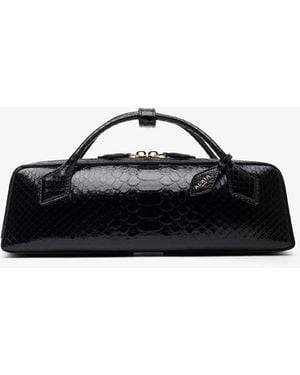 Alaïa Le Teckel Black Shiny Python Clutch