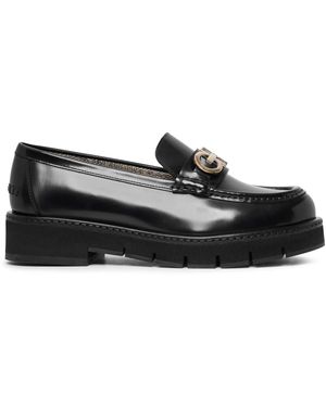 Ferragamo Ofelia Lug Black Moccasin Loafers