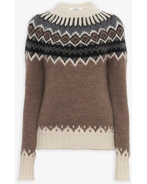 Chloé Faire Isle Wool Knit Sweater - Blue