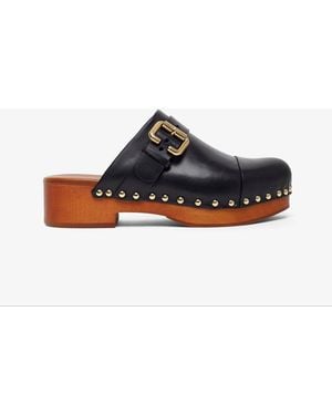 Chloé Jeannette Black Leather Clogs - White