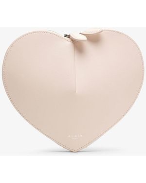 Alaïa Le Coeur Creme Leather Crossbody Bag - White