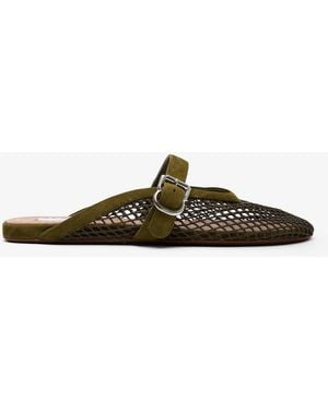 Alaïa Suede Mesh Ballet Mules - Brown