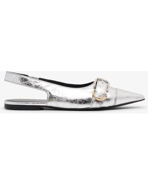 Givenchy Voyou Silver Slingback Flats - White