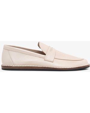 The Row Cary Taupe Leather Loafers - White