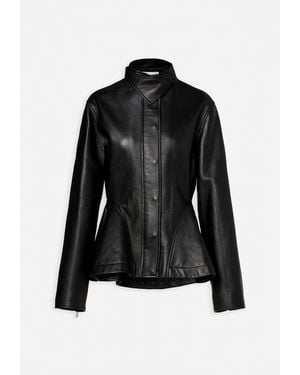 Alaïa Peplum Black Leather Jacket