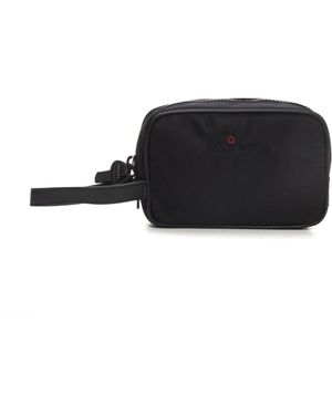 Kiton Pochette in pelle e tessuto Ubpocn - Nero