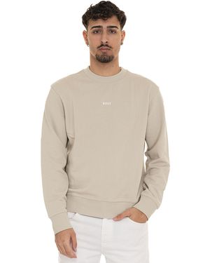 BOSS Felpa WESMALLCREW - Bianco