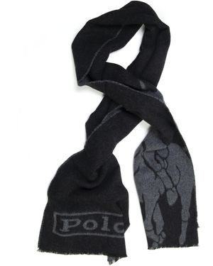 Ralph Lauren Sciarpa double-face Nero-grigio Lana