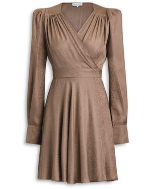 Scanlan Theodore Silk Jacquard Gather Sleeve Mini - Natural
