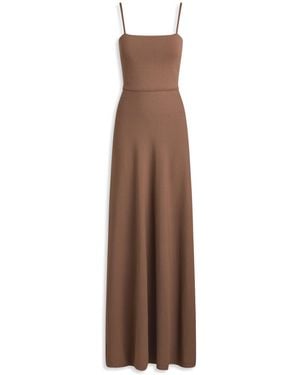 Scanlan Theodore Crepe Knit Square Neck Sft Dress - Brown