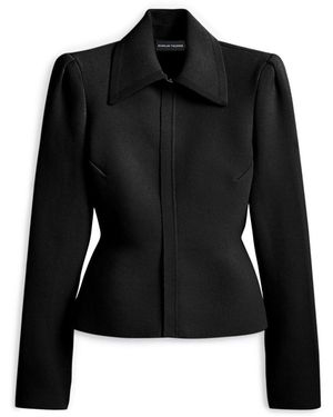 Scanlan Theodore Crepe Knit Peplum Collar Jacket - Black