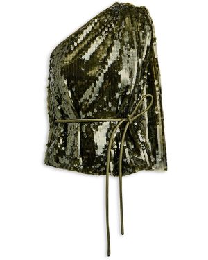Scanlan Theodore Sequin One Shoulder Top - Green