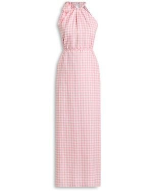 Scanlan Theodore Gingham Tie Neck Dress - Pink
