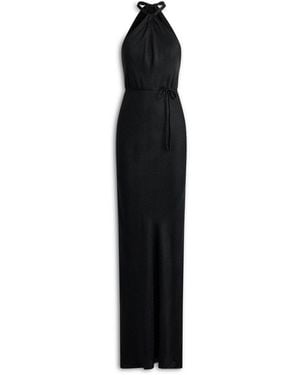 Scanlan Theodore Silk Jacquard Tie Neck Dress - Black