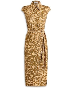 Scanlan Theodore Silk Animal Print Wrap Dress - White
