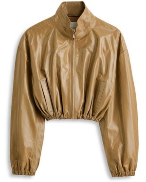 Scanlan Theodore Funnel Neck Leather Jacket - Natural