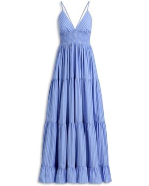 Scanlan Theodore Stripe Cotton Tiered Dress - Blue