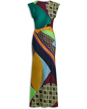 Scanlan Theodore Silk Print Drape Dress - Green