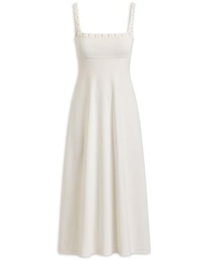 Scanlan Theodore Crepe Knit Daisy Neck Dress - White